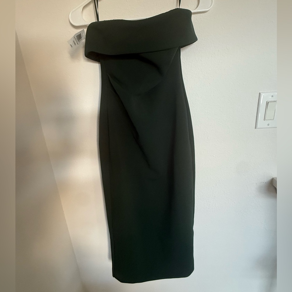 Babaton Dark Green Strapless Dress